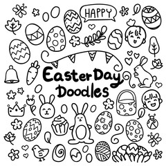 Easter day hand drawn doodles