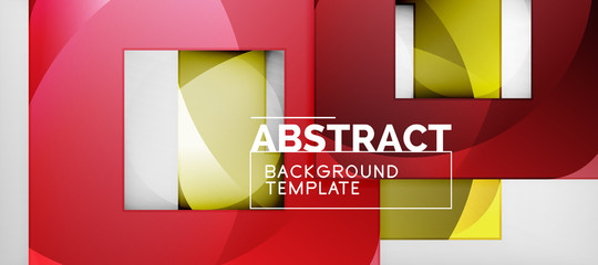 Abstract geometric background. Glossy square shapes composition on grey, minimalistic style template with copyspace