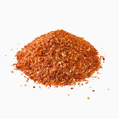 Crushed dry red hot chili pepper pile