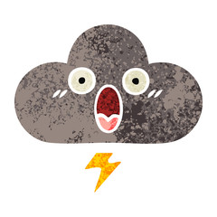 retro illustration style cartoon storm cloud