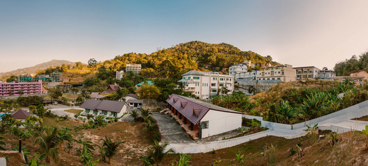 Fototapeta premium bungalows and hotels in phuket island. Unnamed Road. Patong
