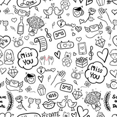 Valentine hand drawn seamless pattern background