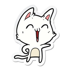 sticker of a happy cartoon cat