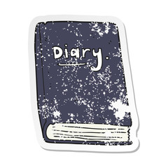 retro distressed sticker of a cartoon diary