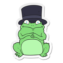 sticker of a cartoon frog in top hat