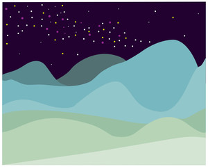 vector sky and mountain layer background