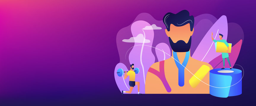 Kinesiology taping concept banner header.