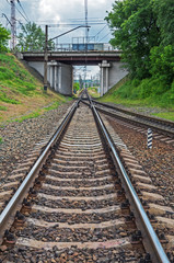 Fototapeta na wymiar Electrified track railway