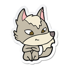 sticker of a friendly cartoon wolf