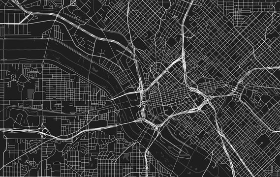 Vector black map of Dallas