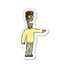 retro distressed sticker of a cartoon terrified man