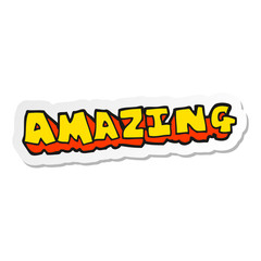 sticker of a cartoon amazing word