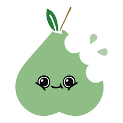 flat color retro cartoon pear
