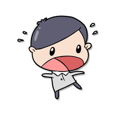 distressed sticker of a cartoon shocked man