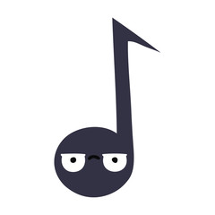 flat color retro cartoon musical note