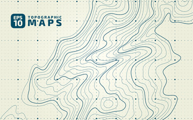 The stylized height of the topographic contour in lines and contours. The concept of a conditional geography scheme and the terrain path. Vector illustration.