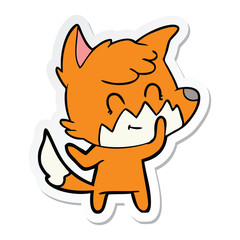 sticker of a cartoon happy fox