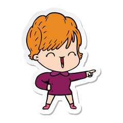 sticker of a cartoon laughing woman