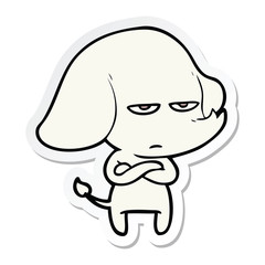 sticker of a annoyed cartoon elephant