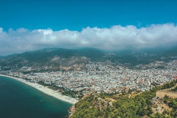 aerial view of alanya city in turkey with 
