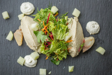 chicken pate with herbs and sauce