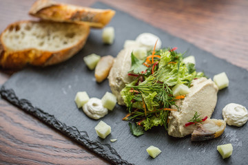 chicken pate with herbs and sauce