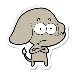 sticker of a cartoon unsure elephant