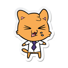 sticker of a cartoon hissing cat