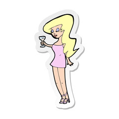 sticker of a cartoon woman at party