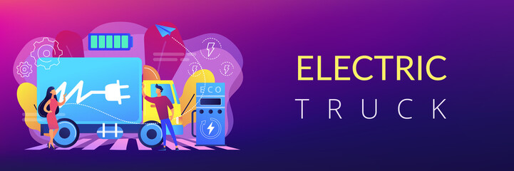 Electric trucks concept banner header.