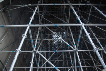 landscape, panorama, view of factory slums with metal hulls and machines for the production of the coking industry, smoking pipes and reconstruction of a plant in Ukraine