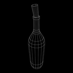 Wine bottle. Model wireframe low poly mesh vector illustration