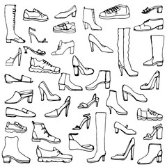 Fototapeta na wymiar sketch of shoes and boots