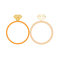 Diamond ring icon. Vector illustration, flat design.