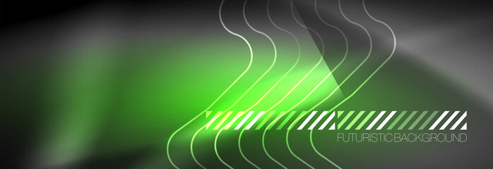 Glowing neon abstract lines, techno futuristic template