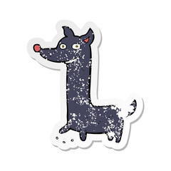 retro distressed sticker of a funny cartoon dog