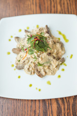 meat salad with cream sauce