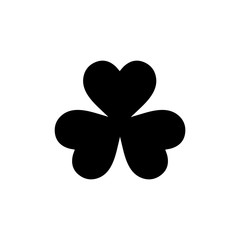 Flat monochrome clover leaf icon for web sites and apps. Minimal simple black and white clover leaf icon. Isolated vector black clover leaf icon on white background.