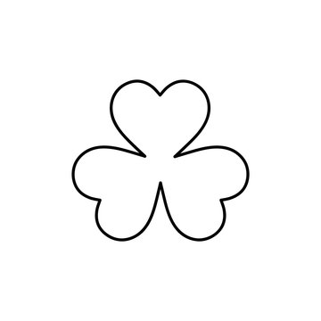 Flat line monochrome clover leaf illustration for web sites and apps. Minimal simple black and white clover leaf illustration. Isolated vector black clover leaf illustration on white background.