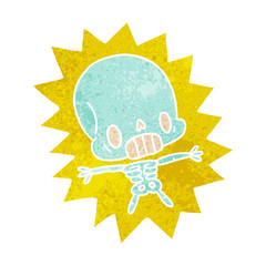 retro cartoon kawaii electrocuted skeleton