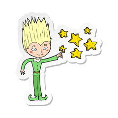 sticker of a cartoon magical christmas elf