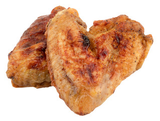 Grilled chicken wings isolated on white background