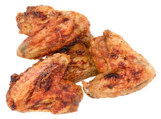 Grilled chicken wings isolated on white background