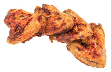 Grilled chicken wings isolated on white background