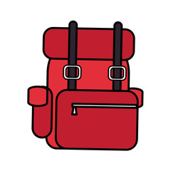 red travel backpack