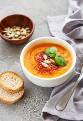 Bowl of pumpkin soup