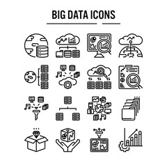 Big data icon in outline design for web design , infographic , presentation , mobile application - Vector illustration.