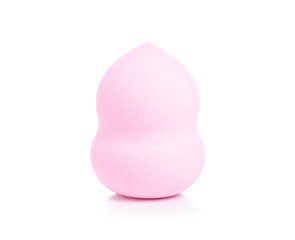 Make up pink sponge puff on white background isolation