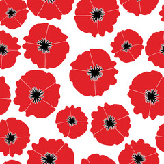 Wild poppies seamless pattern, vector