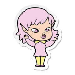 sticker of a pretty cartoon elf girl